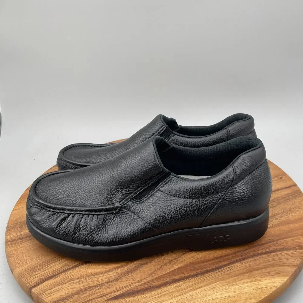 SAS Gore Shoes Mens Size 14 WW Black Leather Non Slip Work Loafers Casual